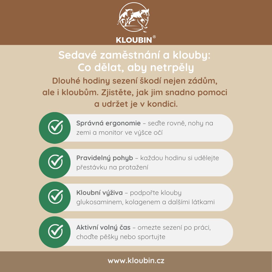 Infografika: Jak chránit klouby při sedavém zaměstnání krok za krokem